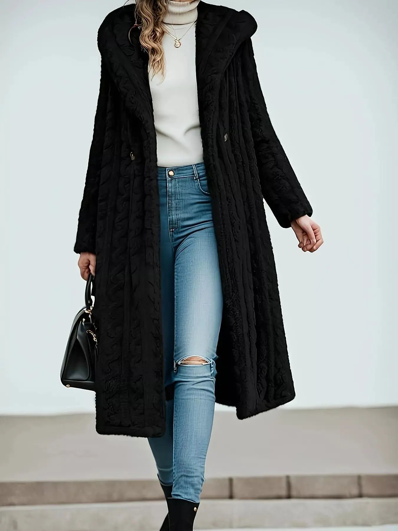 Cozy Hooded Button Up Longline Outerwear - Charmdeals