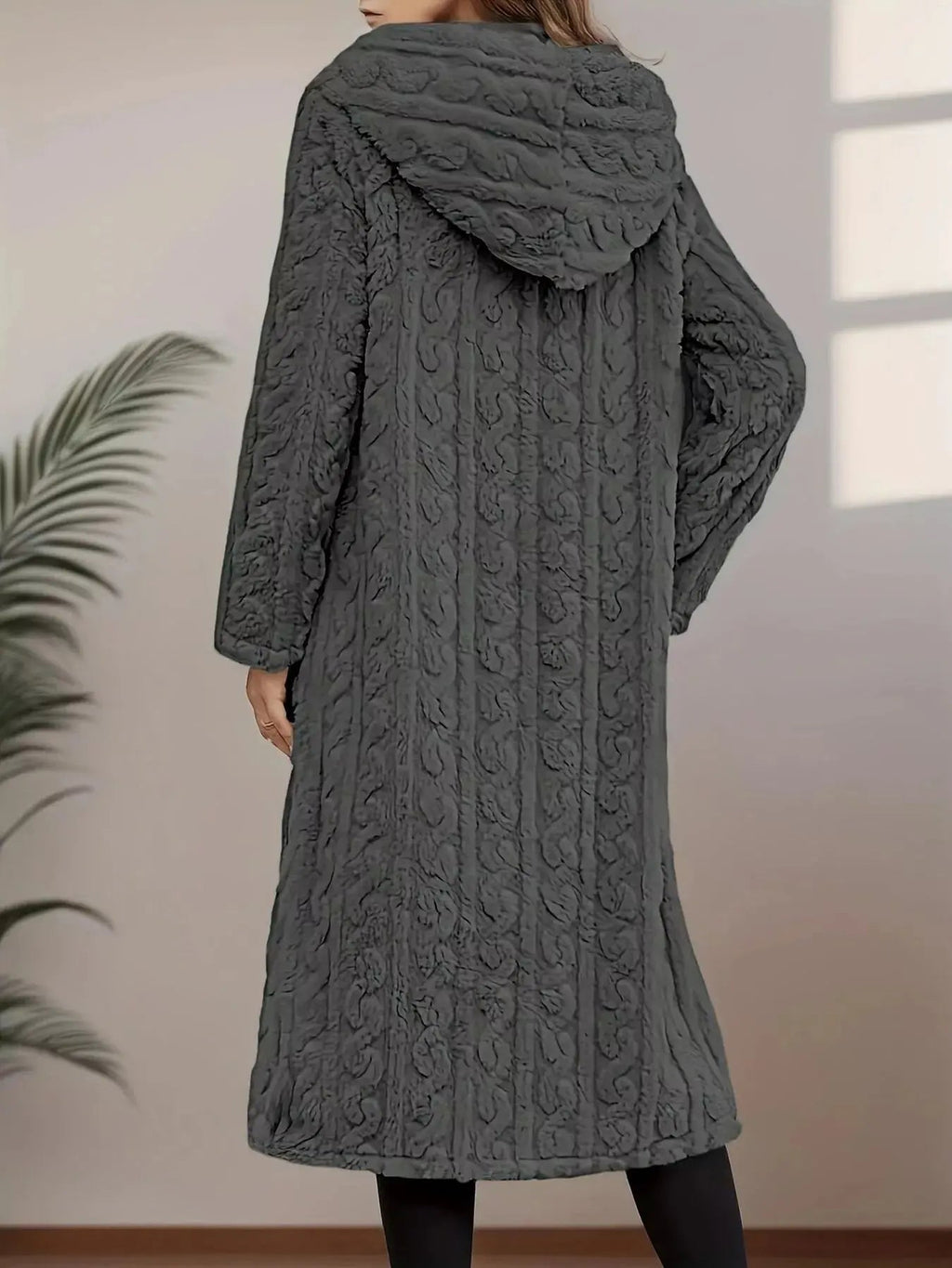 Cozy Hooded Button Up Longline Outerwear - Charmdeals