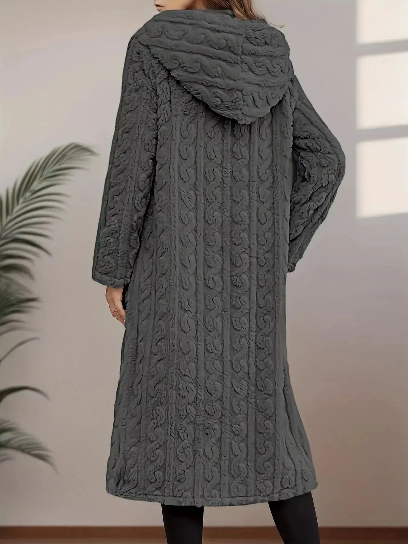 Cozy Hooded Button Up Longline Outerwear - Charmdeals