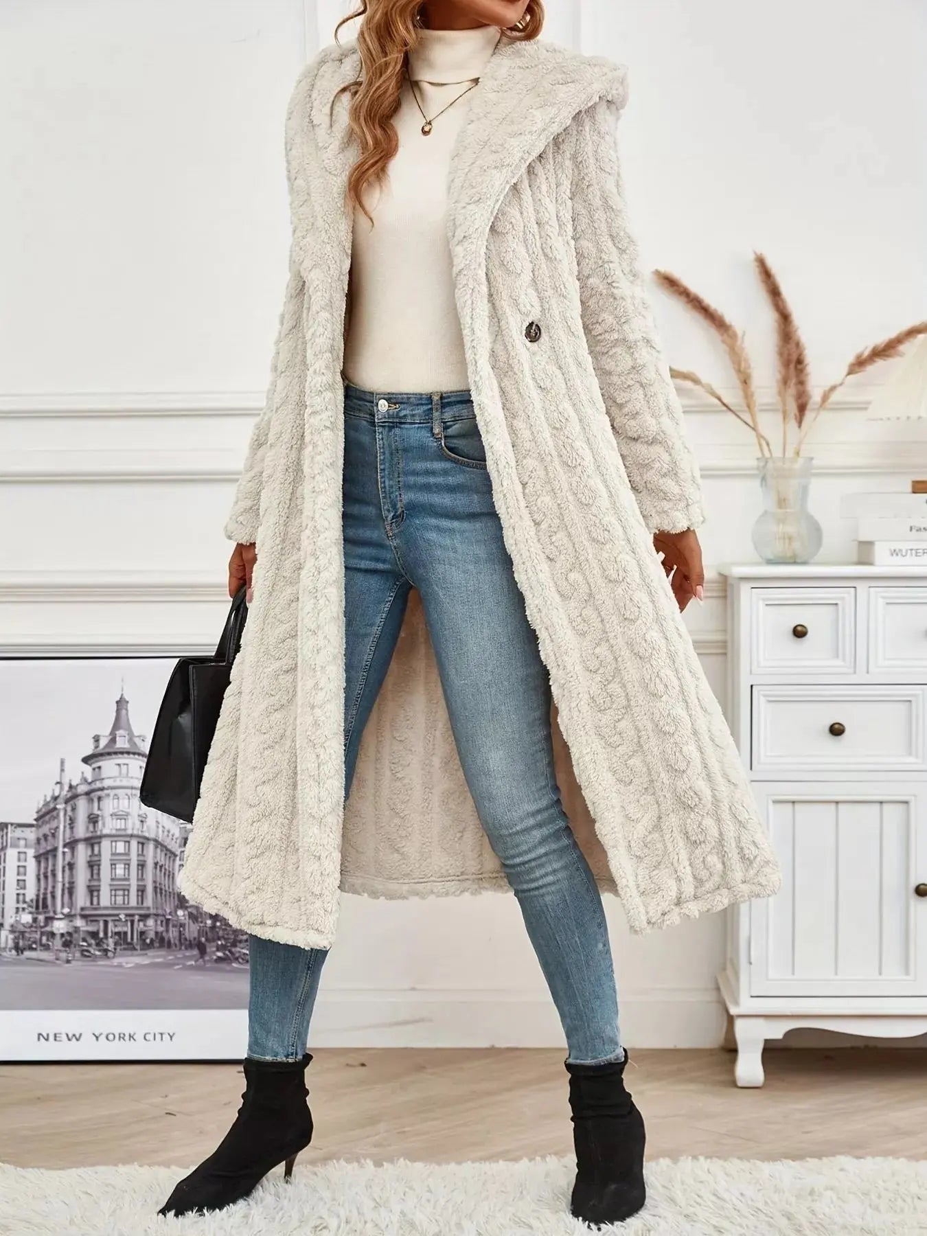 Cozy Hooded Button Up Longline Outerwear - Charmdeals