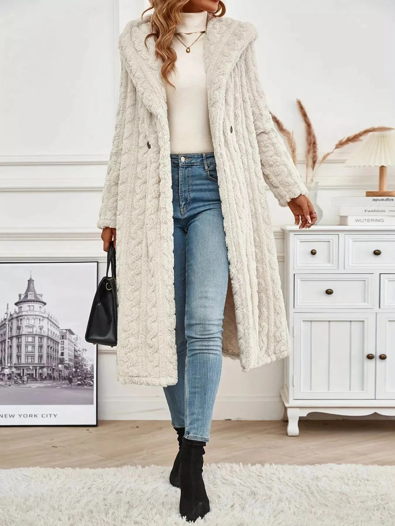 Cozy Hooded Button Up Longline Outerwear - Charmdeals
