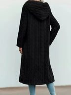 Cozy Hooded Button Up Longline Outerwear - Charmdeals