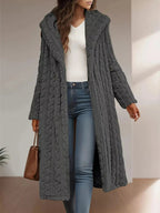 Cozy Hooded Button Up Longline Outerwear - Charmdeals