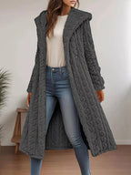 Cozy Hooded Button Up Longline Outerwear - Charmdeals