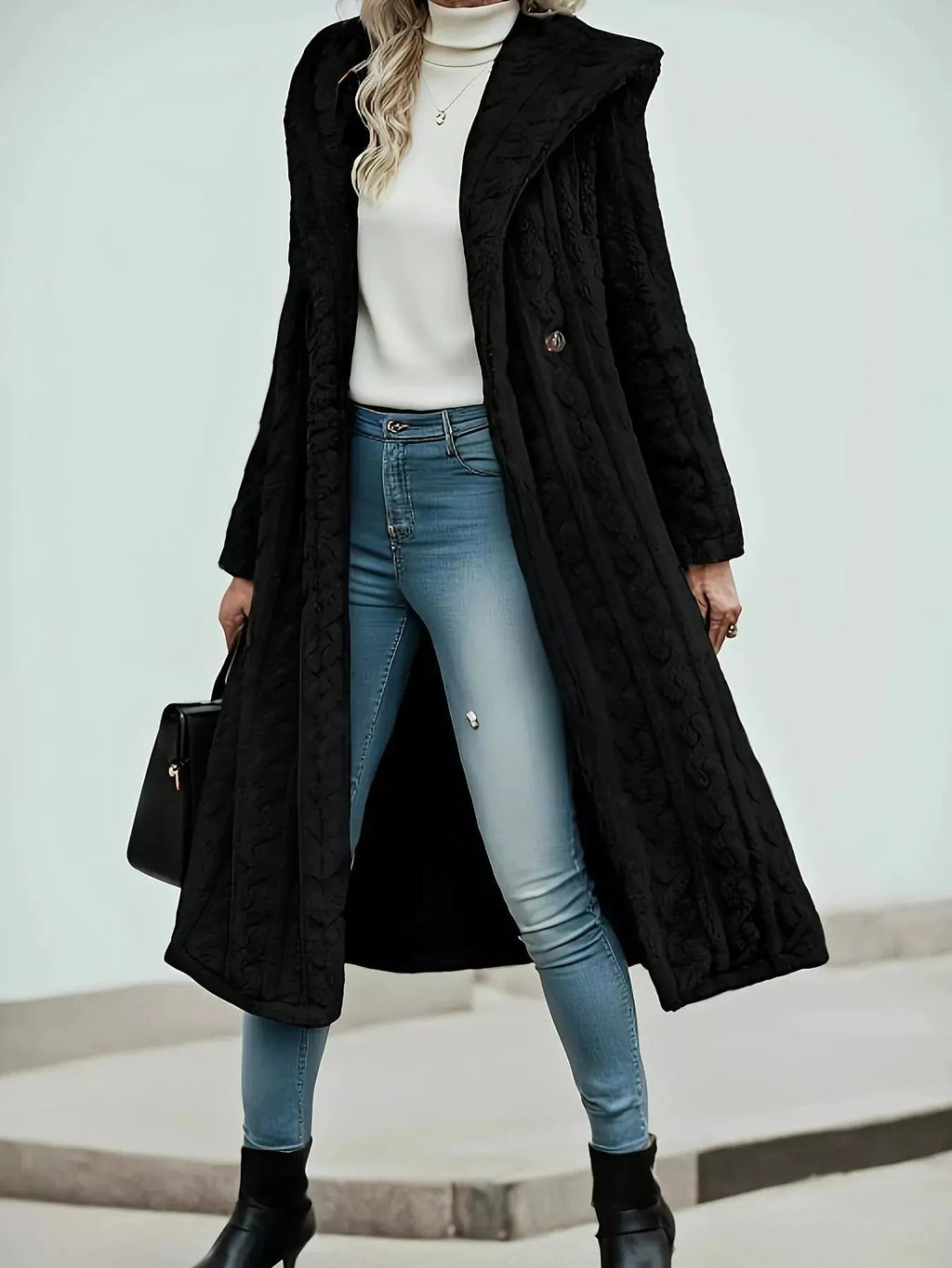 Cozy Hooded Button Up Longline Outerwear - Charmdeals