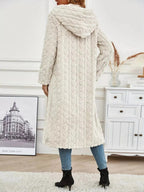 Cozy Hooded Button Up Longline Outerwear - Charmdeals