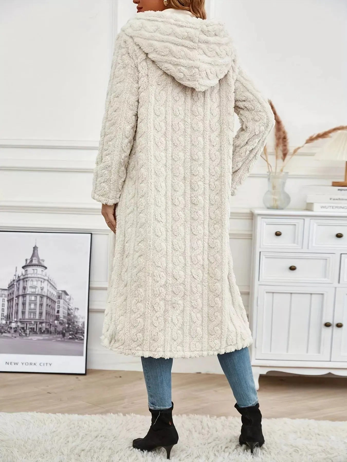 Cozy Hooded Button Up Longline Outerwear - Charmdeals