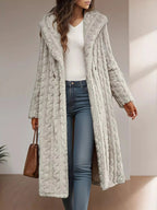 Cozy Hooded Button Up Longline Outerwear - Charmdeals