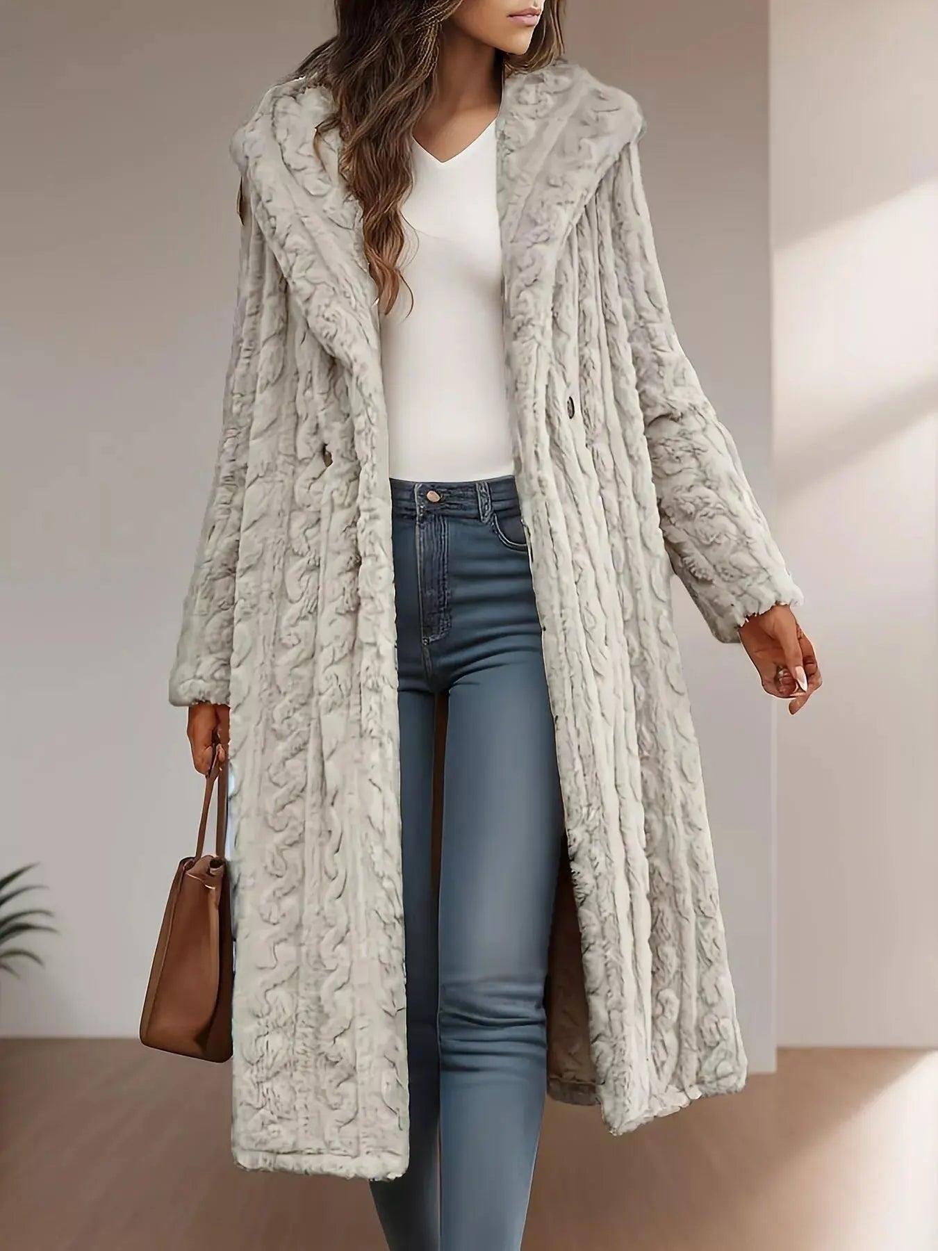Cozy Hooded Button Up Longline Outerwear - Charmdeals