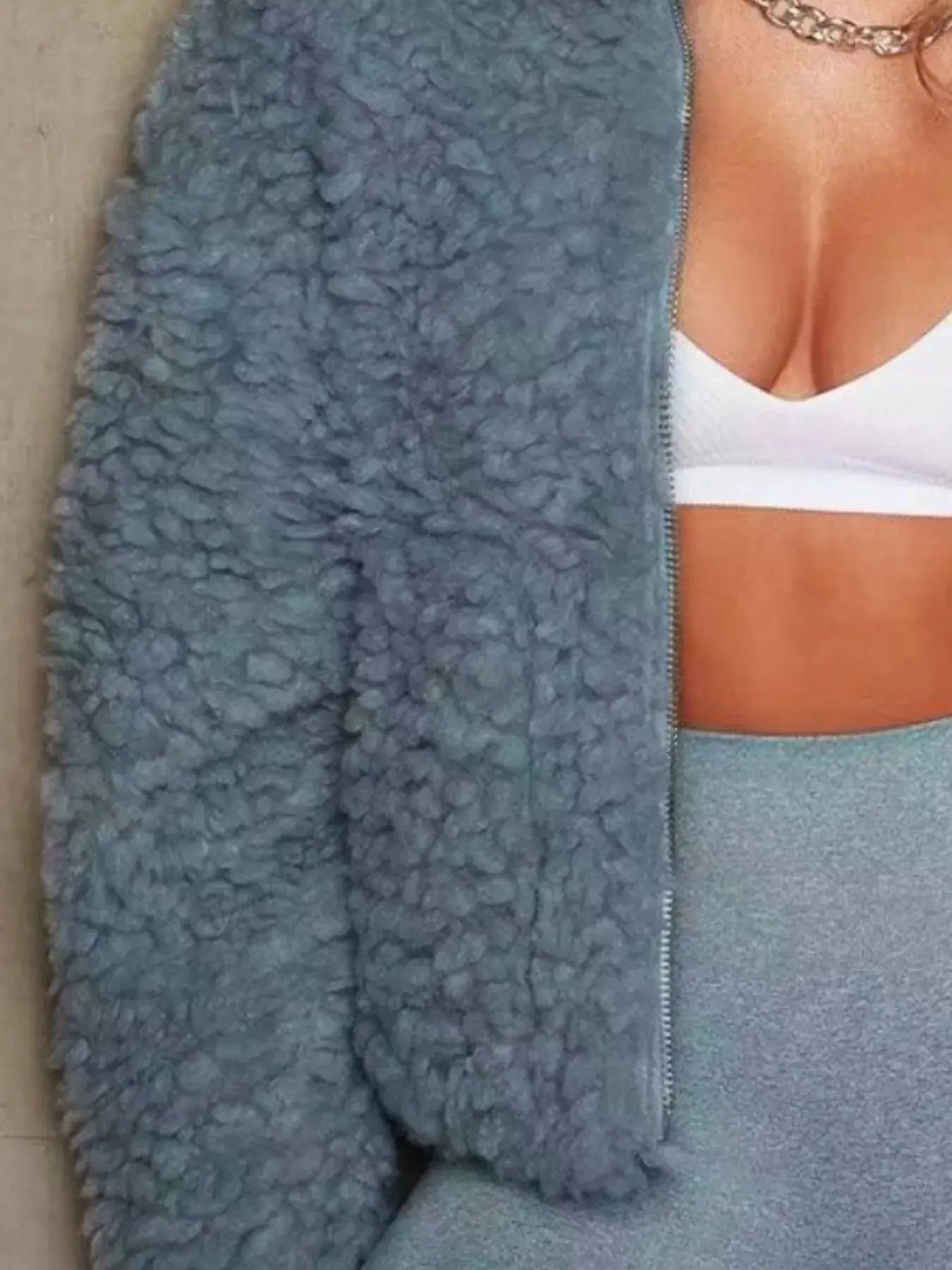 Cozy Zip Up Cropped Sherpa Jacket - Charmdeals