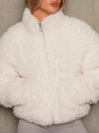 Cozy Zip Up Cropped Sherpa Jacket - Charmdeals