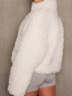 Cozy Zip Up Cropped Sherpa Jacket - Charmdeals