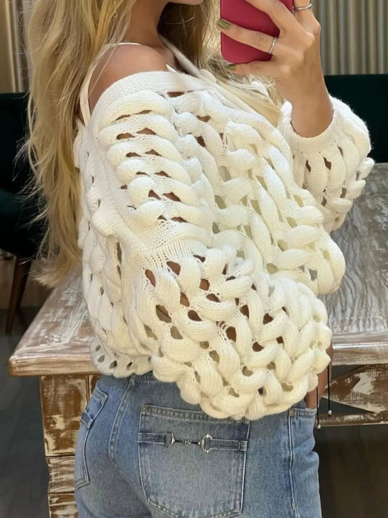 Crochet Button Up Cardigan - Charmdeals