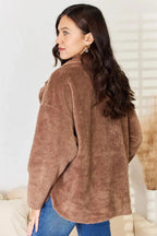 Culture Code Double Breasted Fuzzy Coat - Charmdeals
