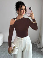 Cutout One - Shoulder Long Sleeve T-Shirt - Charmdeals