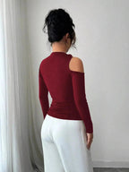 Cutout One - Shoulder Long Sleeve T-Shirt - Charmdeals