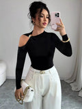 Cutout One - Shoulder Long Sleeve T-Shirt - Charmdeals