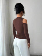Cutout One - Shoulder Long Sleeve T-Shirt - Charmdeals