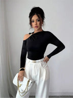 Cutout One - Shoulder Long Sleeve T-Shirt - Charmdeals