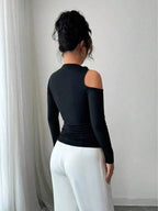 Cutout One - Shoulder Long Sleeve T-Shirt - Charmdeals