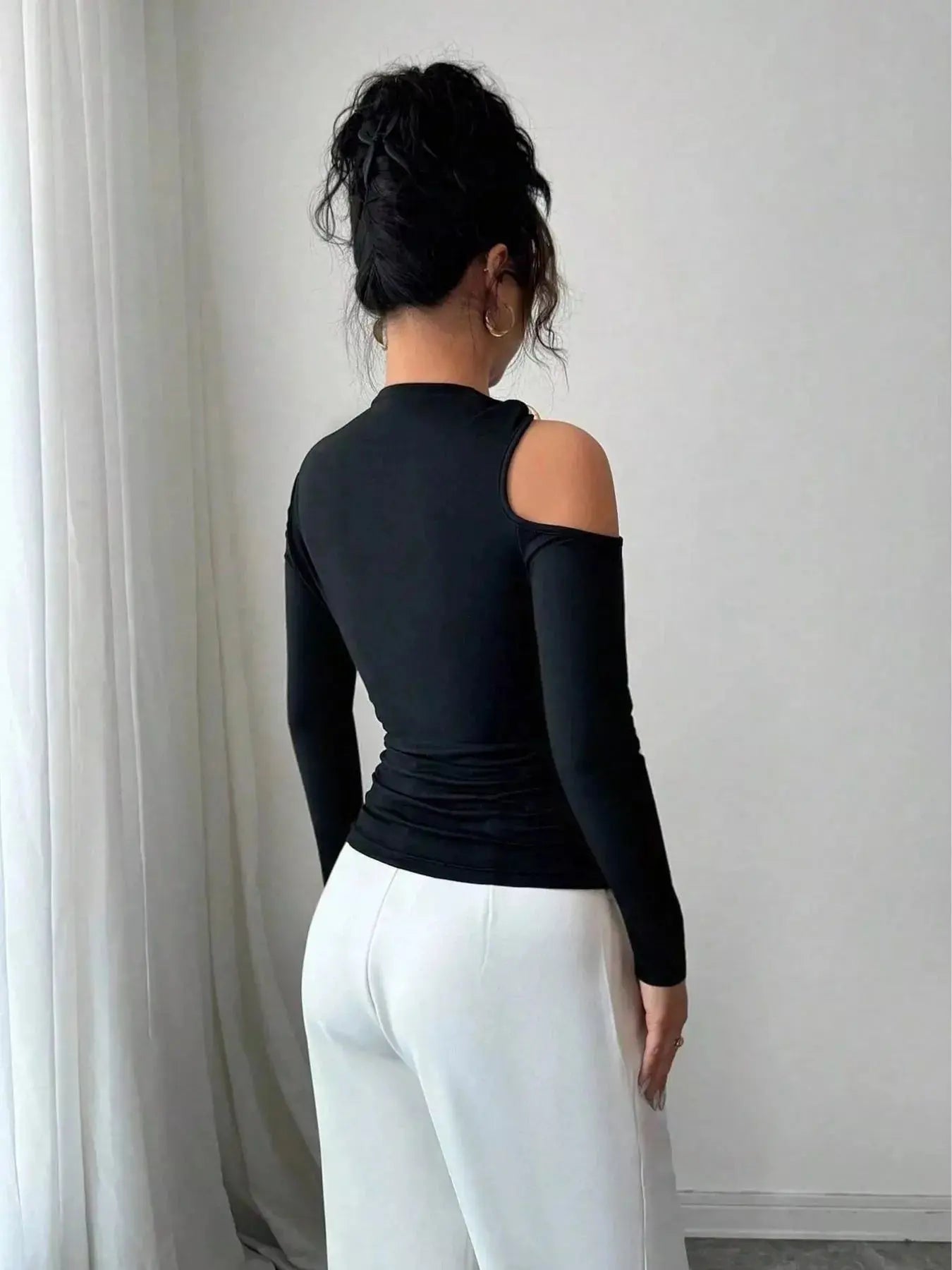 Cutout One - Shoulder Long Sleeve T-Shirt - Charmdeals