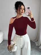 Cutout One - Shoulder Long Sleeve T-Shirt - Charmdeals