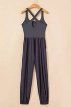 Cutout Square Neck Wide Strap Active Jumpsuit - Charmdeals