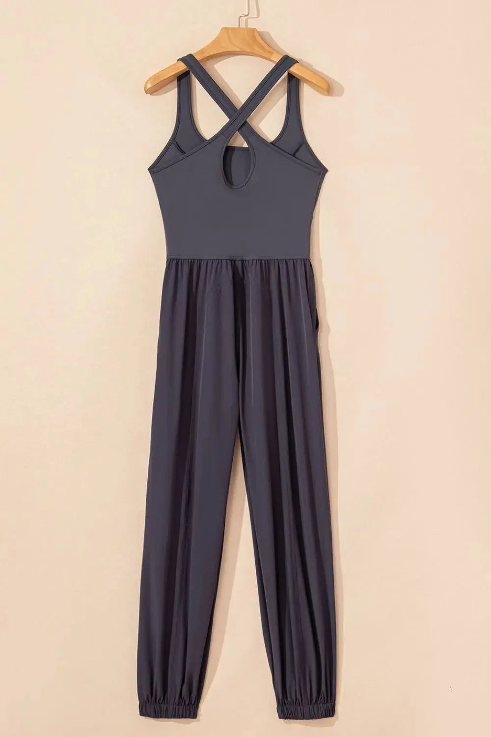 Cutout Square Neck Wide Strap Active Jumpsuit - Charmdeals