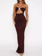 Cutout Sweetheart Neck Tube Maxi Dress - Charmdeals