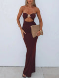 Cutout Sweetheart Neck Tube Maxi Dress - Charmdeals