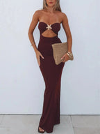 Cutout Sweetheart Neck Tube Maxi Dress - Charmdeals