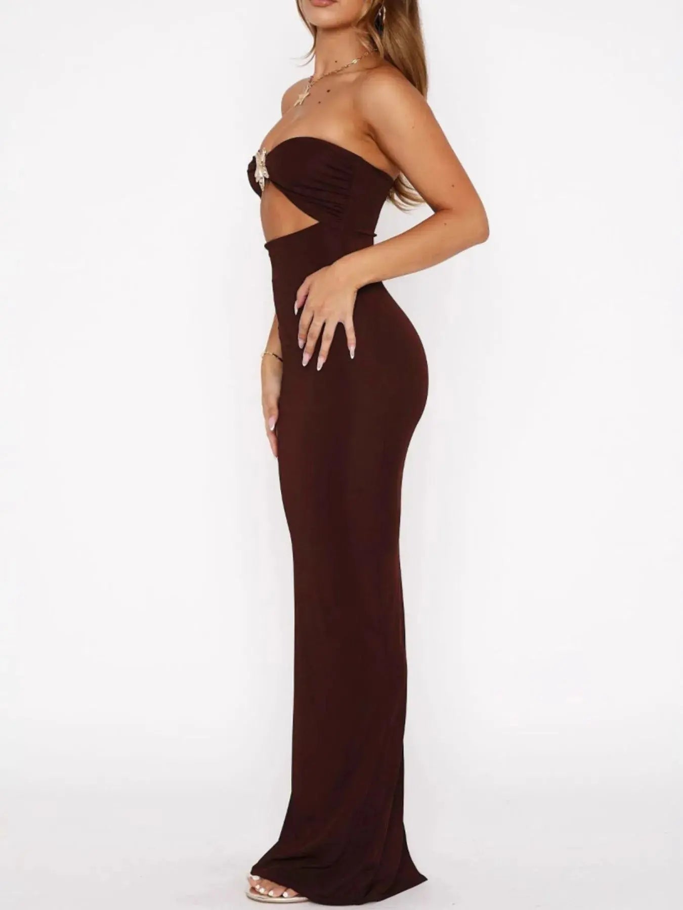 Cutout Sweetheart Neck Tube Maxi Dress - Charmdeals