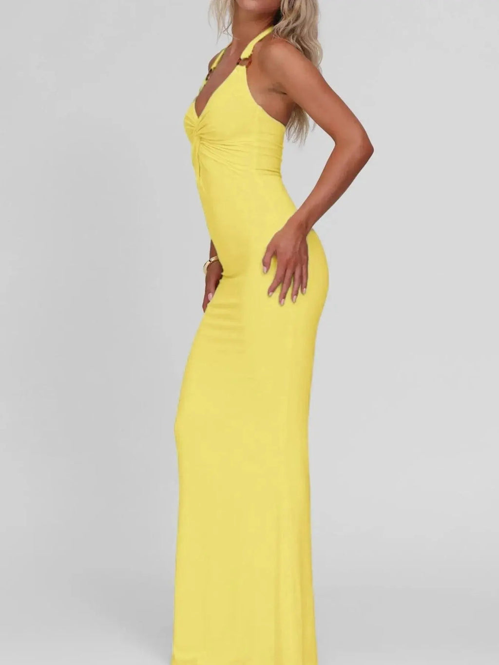Cutout Twisted Halter Neck Maxi Dress - Charmdeals