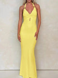 Cutout Twisted Halter Neck Maxi Dress - Charmdeals