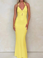 Cutout Twisted Halter Neck Maxi Dress - Charmdeals