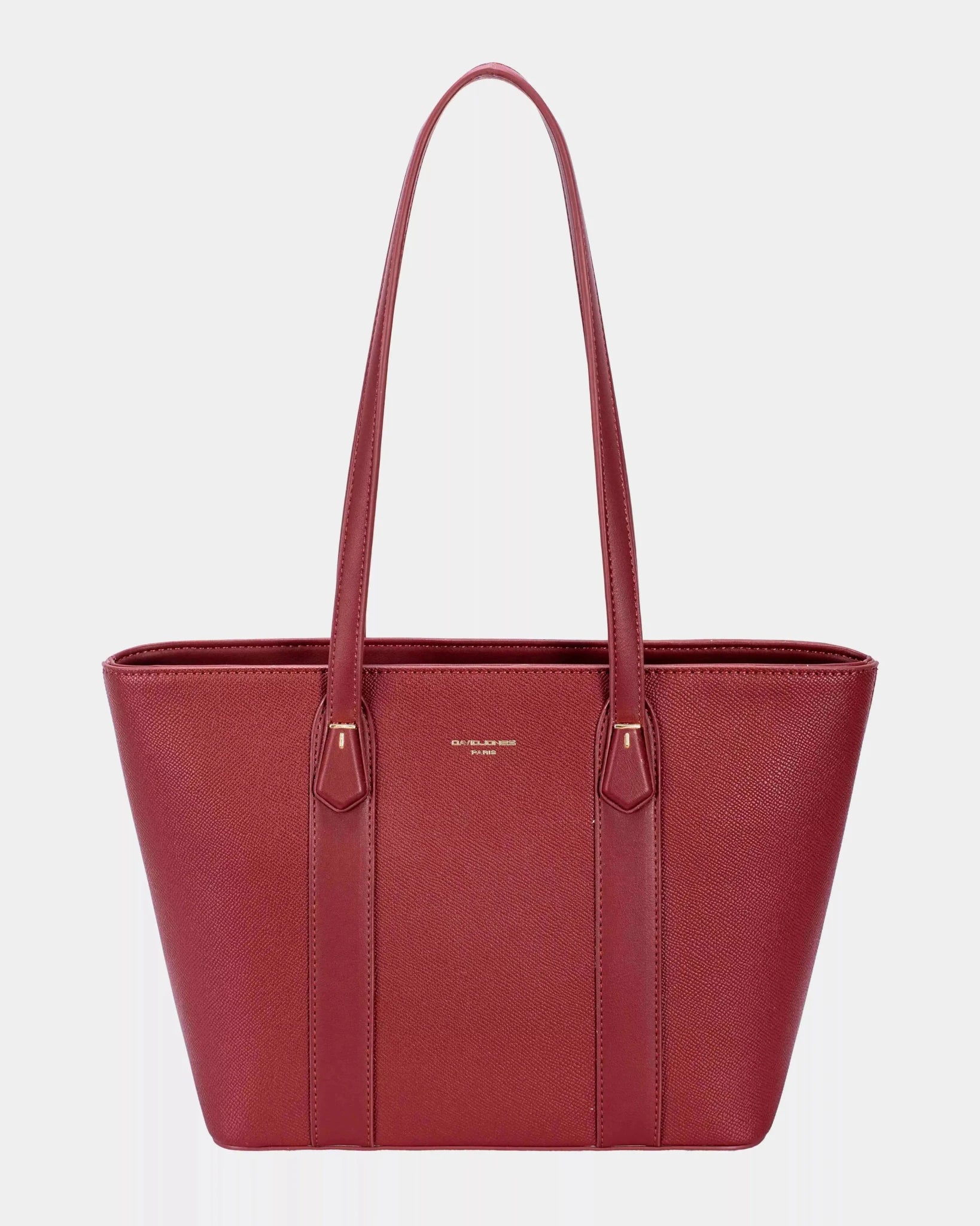 David Jones Leather Tote Bag with Gold Hardware - Charmdeals