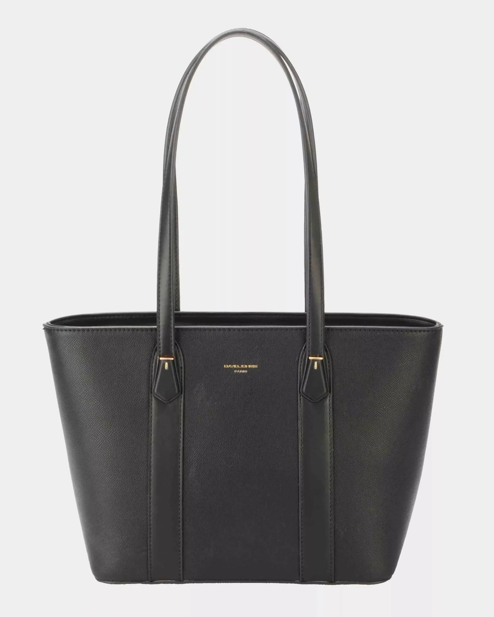 David Jones Leather Tote Bag with Gold Hardware - Charmdeals