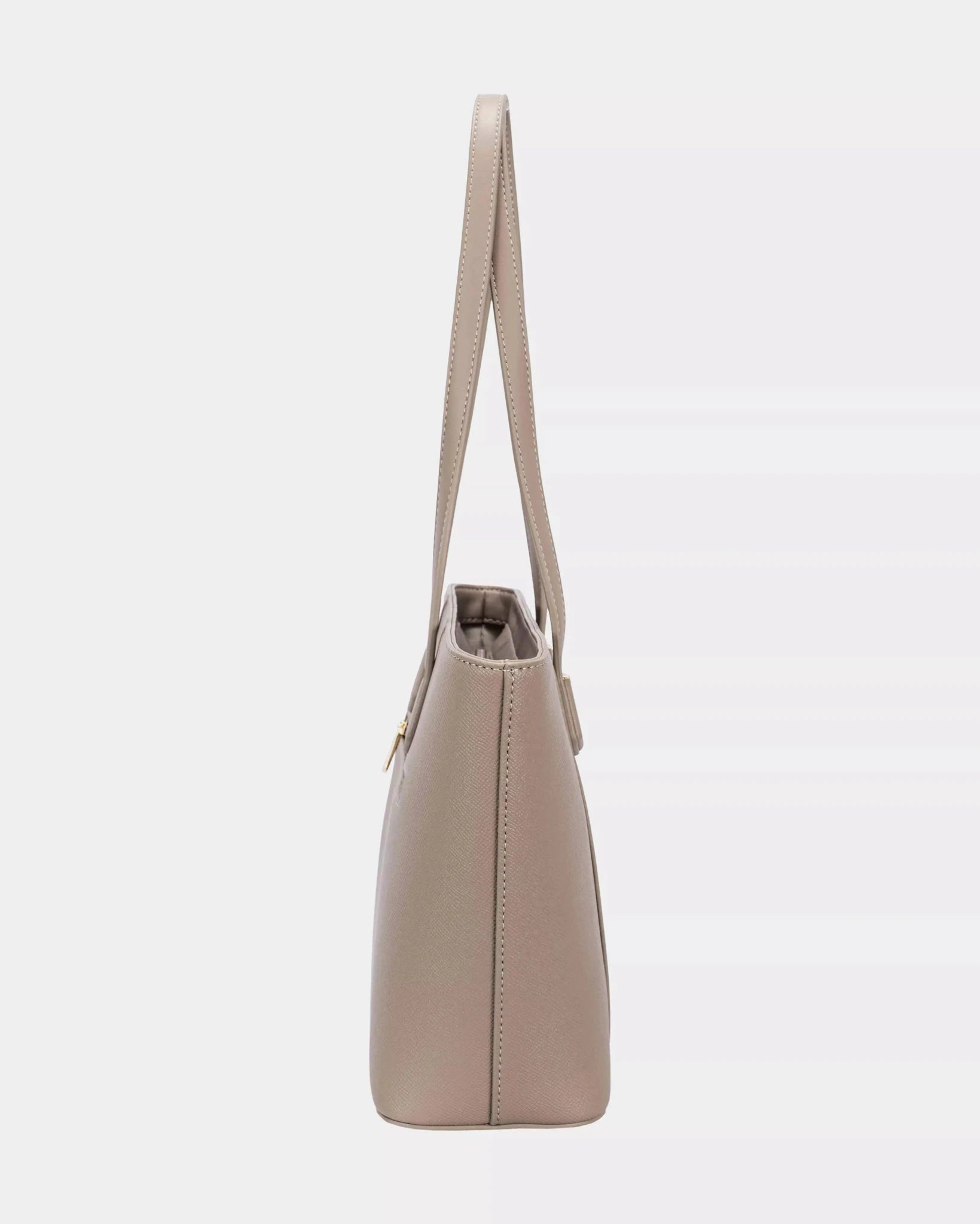 David Jones Leather Tote Bag with Gold Hardware - Charmdeals