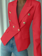 Decor Button Lapel Collar Blazer - Charmdeals