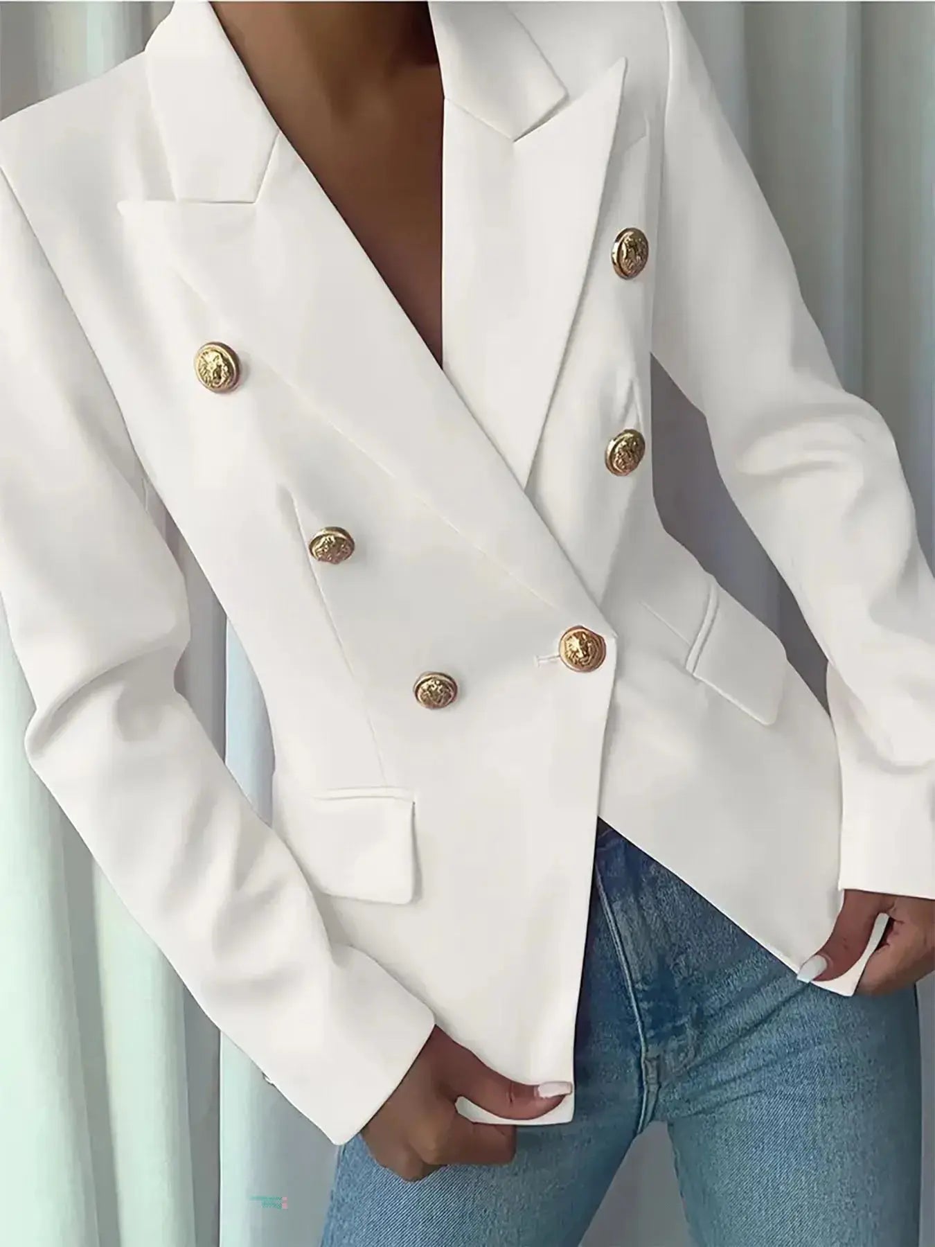 Decor Button Lapel Collar Blazer - Charmdeals