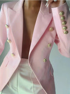 Decor Button Lapel Collar Blazer - Charmdeals