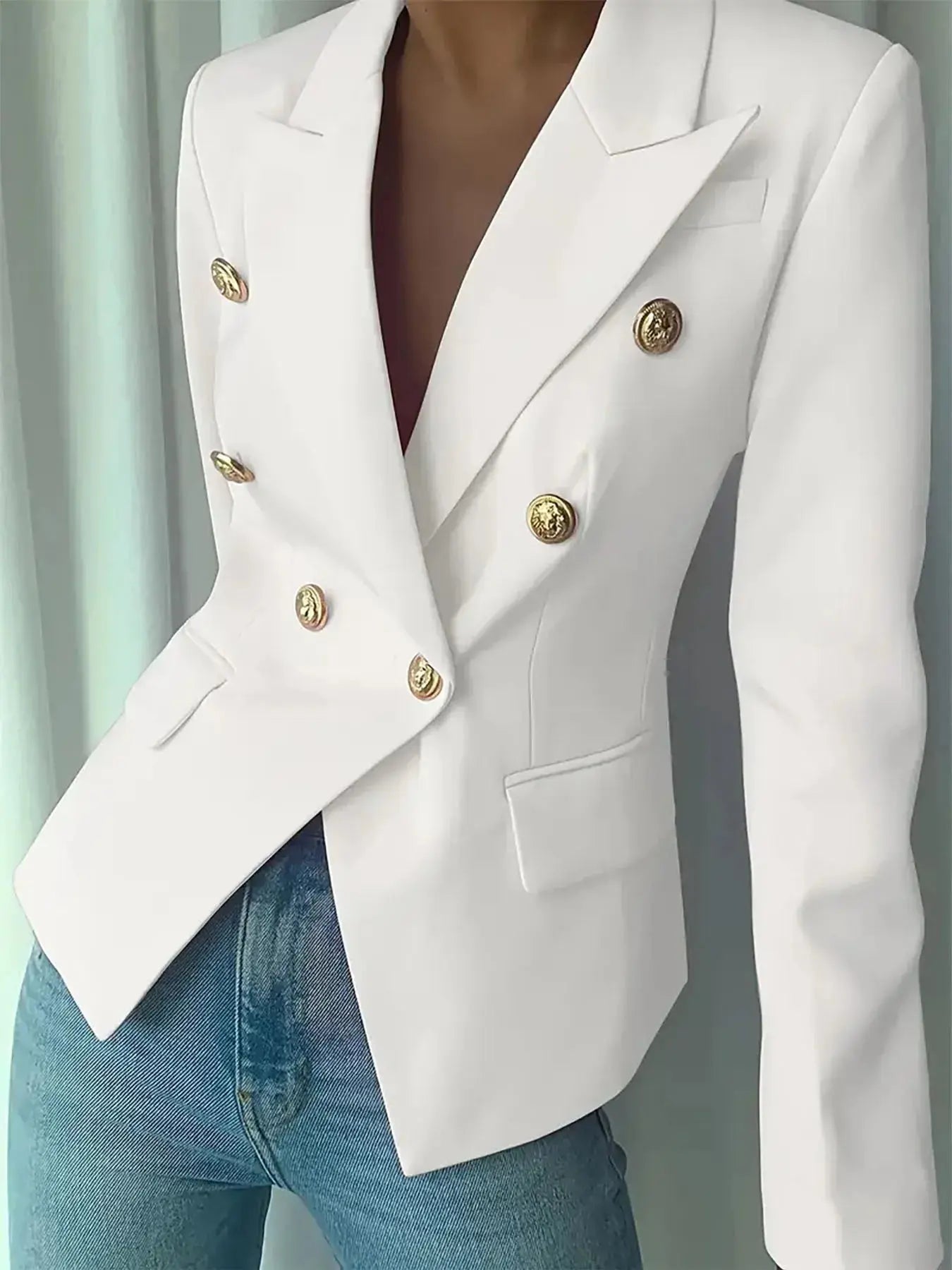 Decor Button Lapel Collar Blazer - Charmdeals