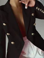 Decor Button Lapel Collar Blazer - Charmdeals