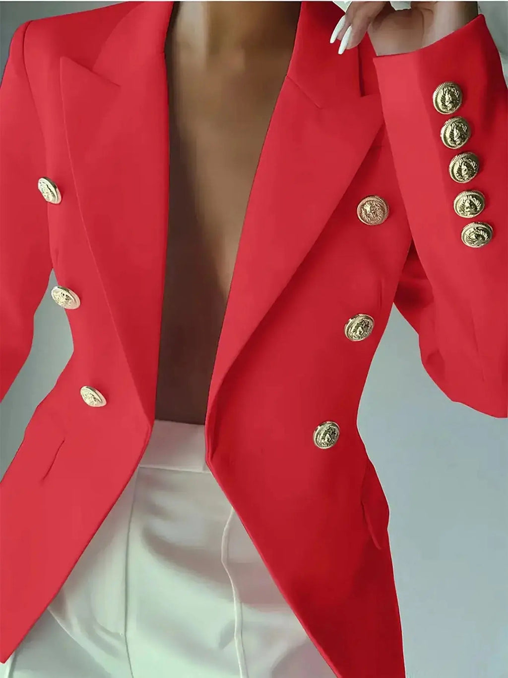 Decor Button Lapel Collar Blazer - Charmdeals