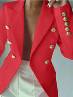 Decor Button Lapel Collar Blazer - Charmdeals