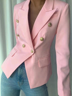 Decor Button Lapel Collar Blazer - Charmdeals