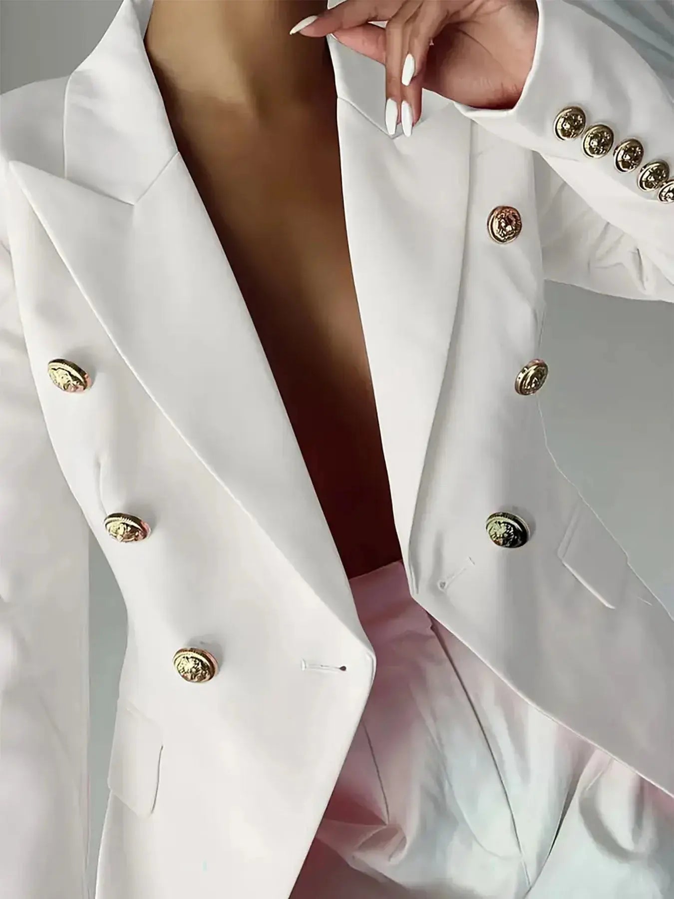 Decor Button Lapel Collar Blazer - Charmdeals