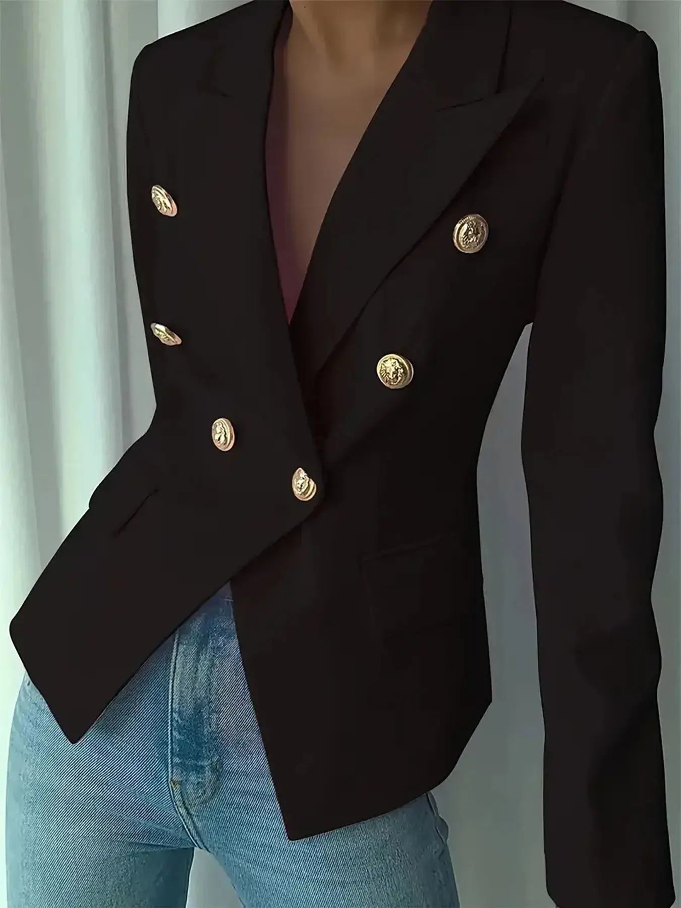 Decor Button Lapel Collar Blazer - Charmdeals