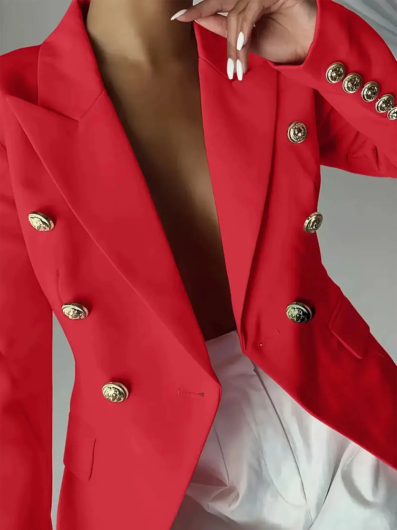 Decor Button Lapel Collar Blazer - Charmdeals