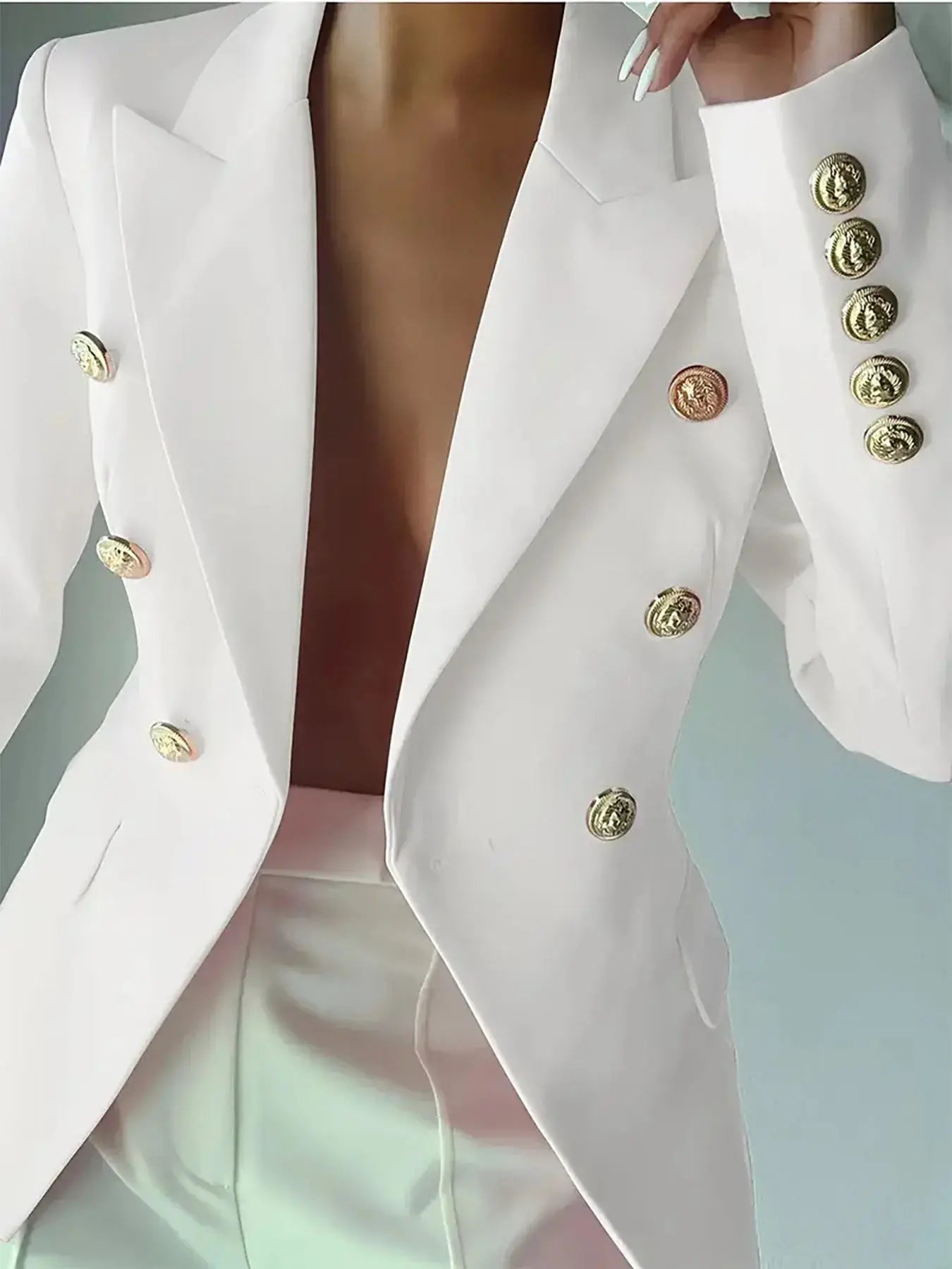 Decor Button Lapel Collar Blazer - Charmdeals